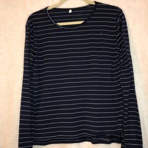 Navy & White Striped Long Sleeve - M